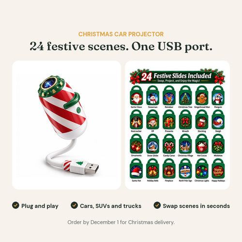 Christmas car projector with its 24 festive scene slides