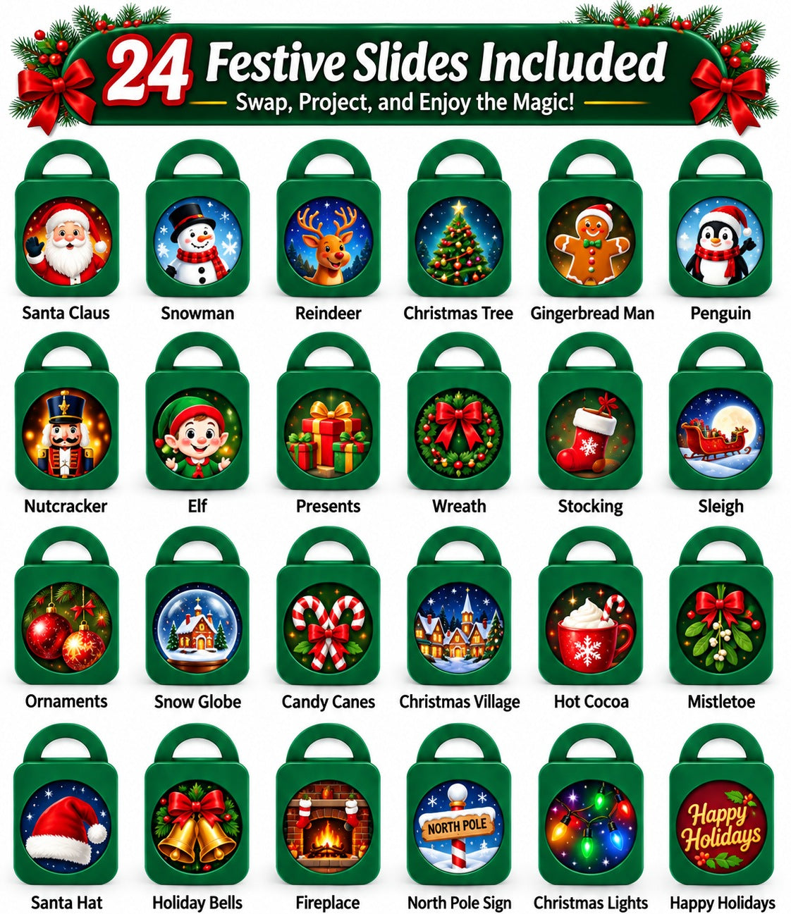 Christmas car projector with 24 festive scene slides